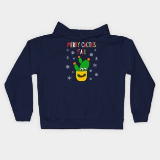 Merry Cactus Y'all - Opuntia Microdasys Cactus In Christmas Holly Pot Kids Hoodie